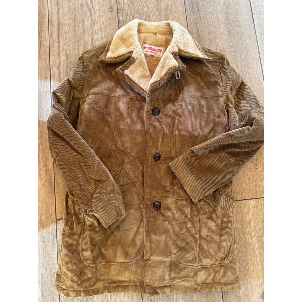 Vintage‎ McGregor Corduroy Faux Shearling Coat Brown Mens 40 Long (Union Made)